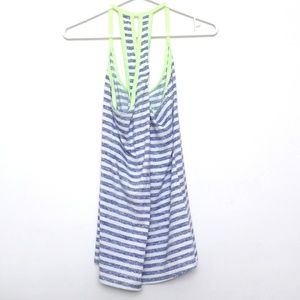 Striped criss cross strappy tank neon gr…